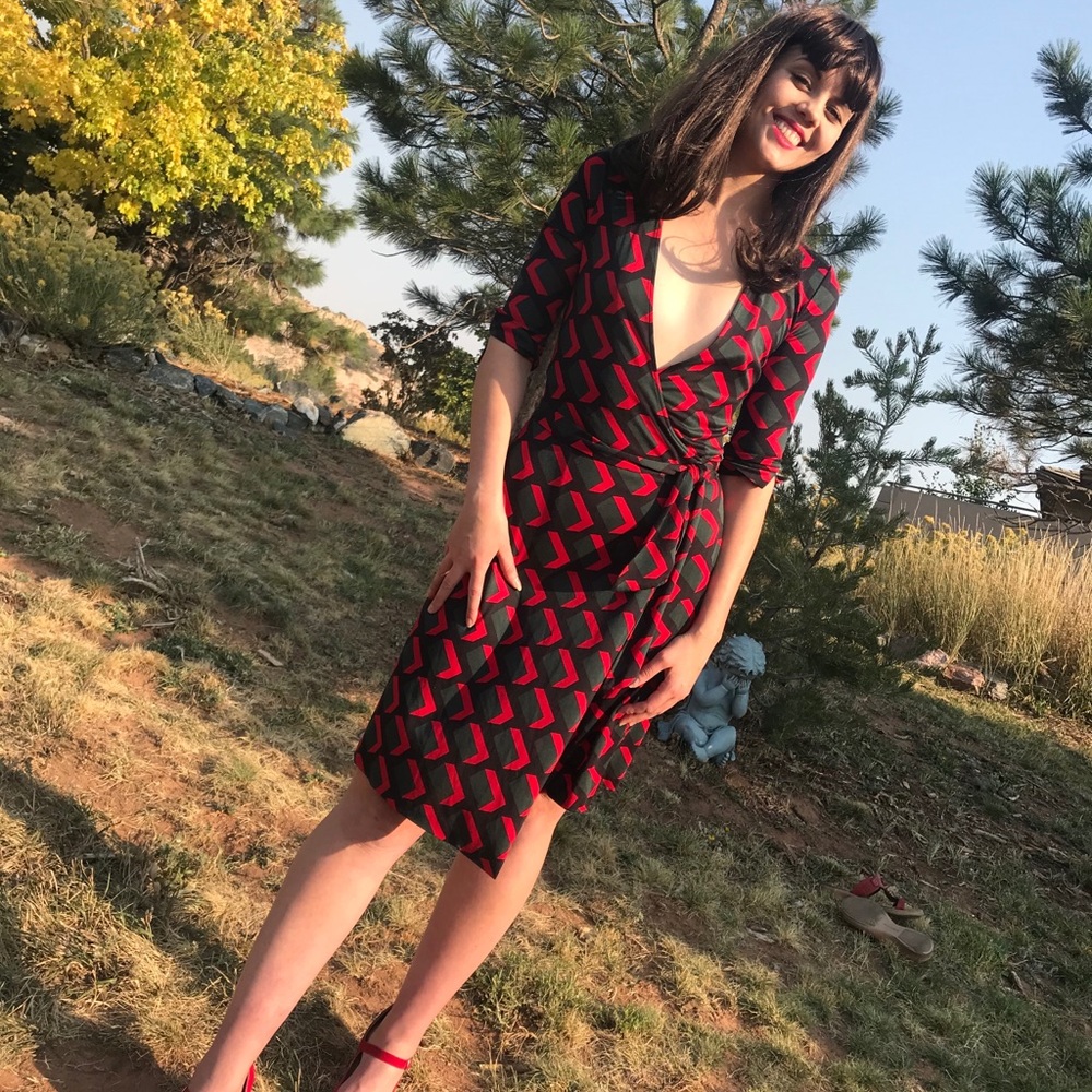 Diane Von Furstenberg vintage pattern silk dress.